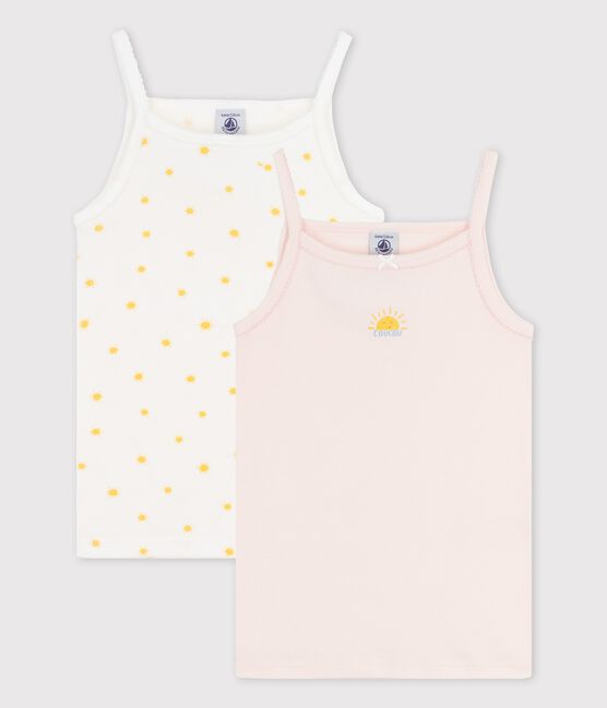 Juego de 2 camisas de tirantes de soles de algodón orgánico de niña variante 1