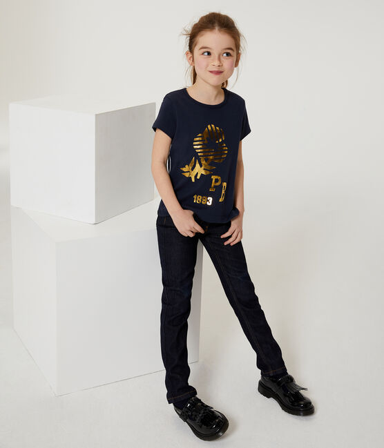 Camiseta de manga corta para niña azul SMOKING