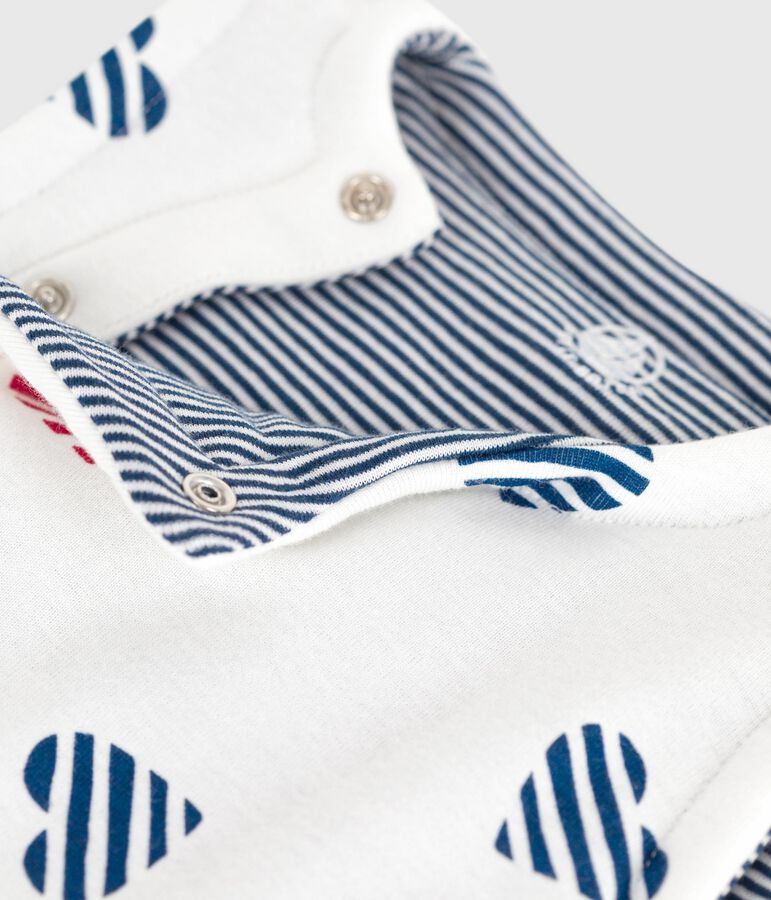 Chaleco reversible de algod&oacute;n estampado para beb&eacute; blanco/rojo