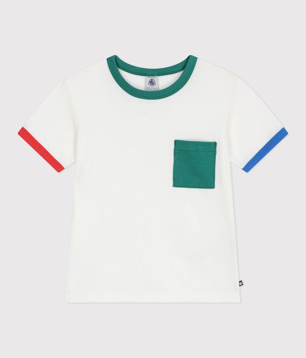 Camiseta infantil de manga corta de algod&oacute;n blanco