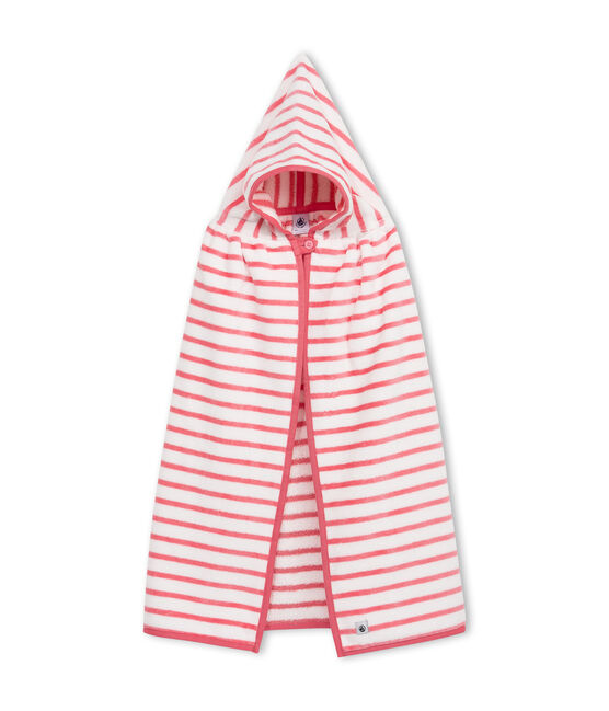 Capa de baño de rizo para bebé unisex blanco LAIT/rosa MERVEILLE