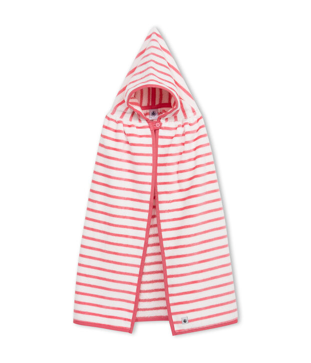 Capa de ba&ntilde;o de rizo para beb&eacute; unisex blanco/rosa