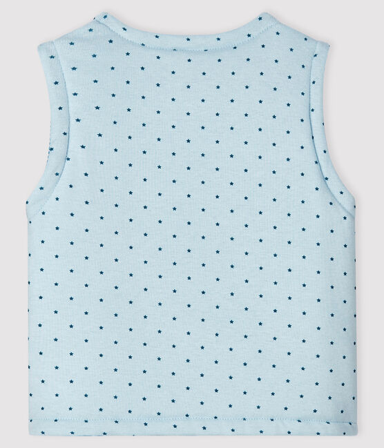 Chaleco reversible azul de punto acanalado enguatado para bebé niño azul FRAICHEUR/blanco MULTICO