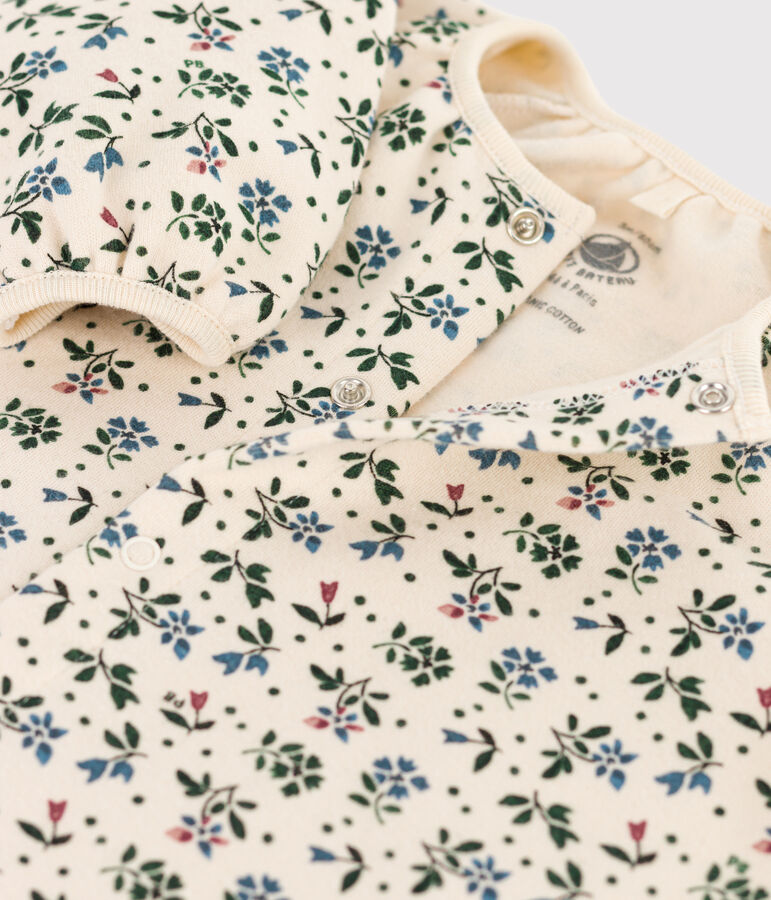 Mono largo estampado de algod&oacute;n de beb&eacute; crudo/multicolor