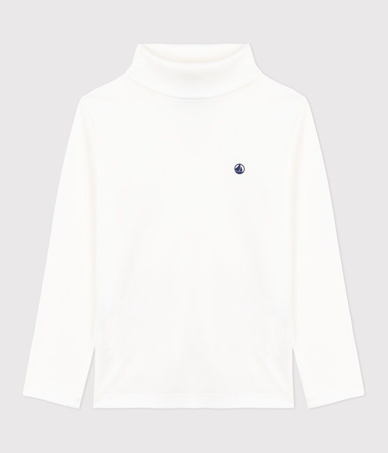 Camiseta infantil de cuello alto de algodón blanco MARSHMALLOW