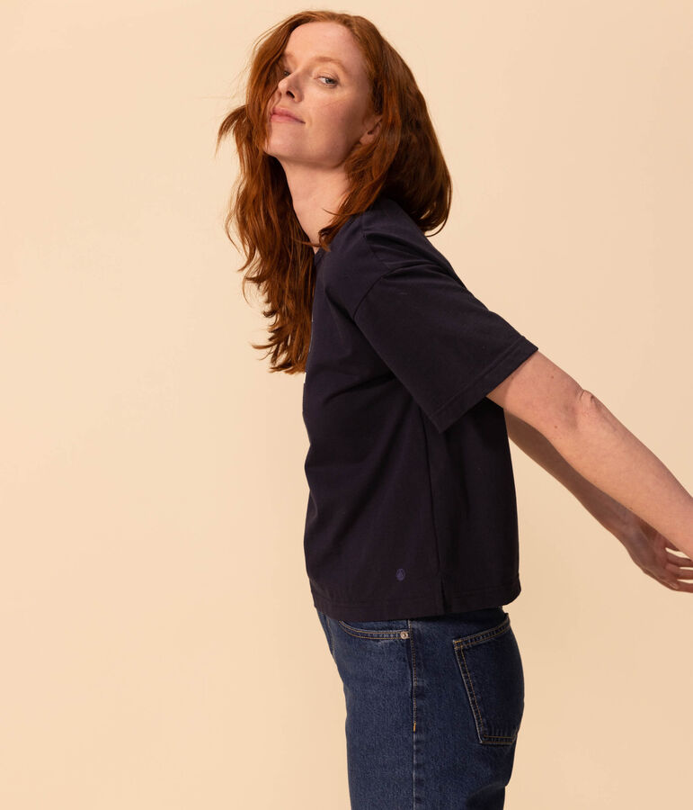 Camiseta LE BOXY de algod&oacute;n para mujer azul