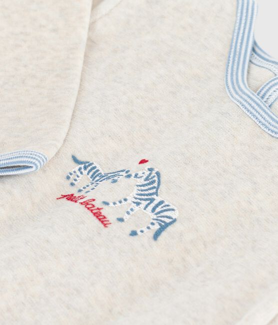 Pijama liso de terciopelo con abertura trasera para bebé beige MONTELIMAR CHINE