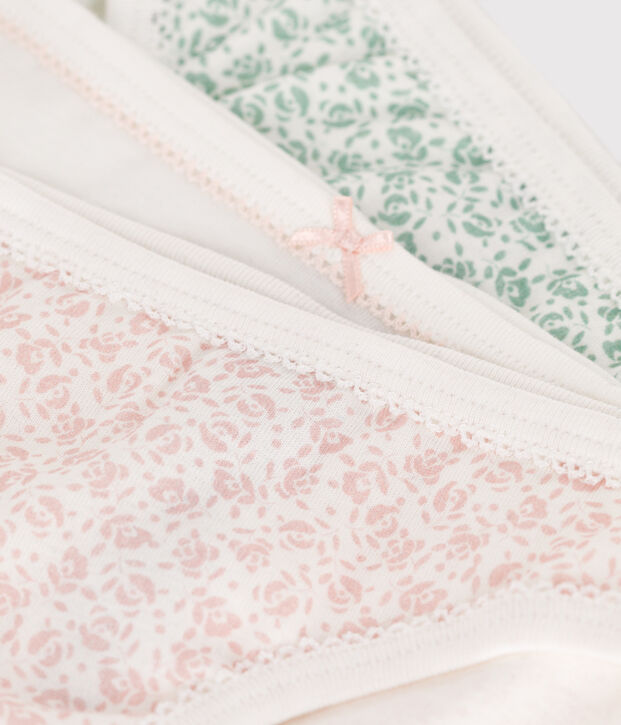 Juego de 3 braguitas infantiles de algod&oacute;n con flores multicolor