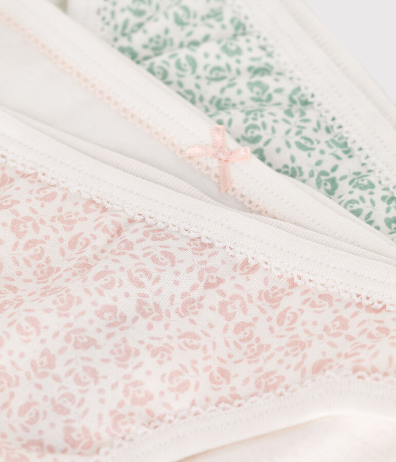 Juego de 3 braguitas infantiles de algod&oacute;n con flores multicolor