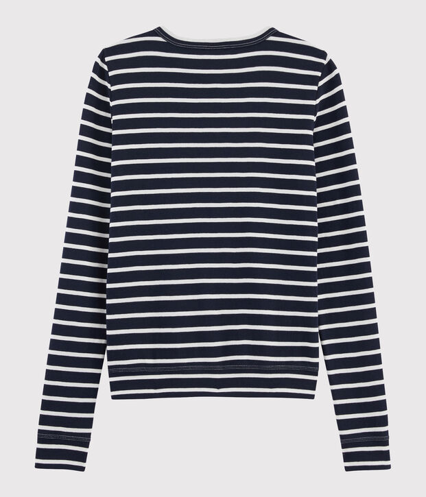 C&aacute;rdigan ic&oacute;nico para mujer azul/blanco