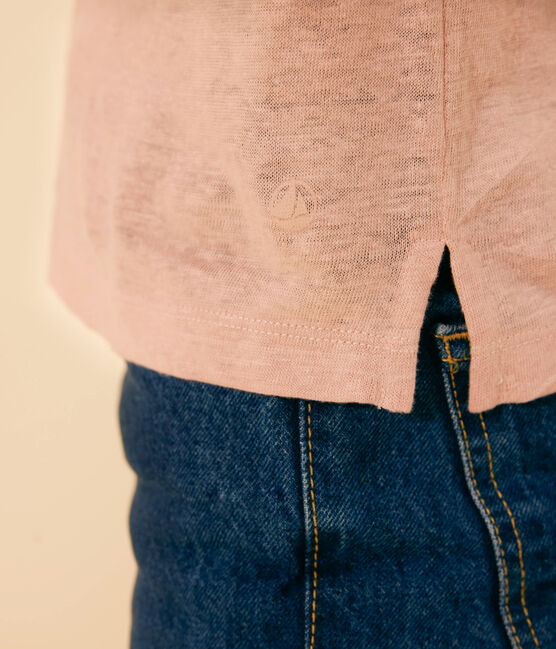 Camiseta LA RECTA de algodón con cuello redondo para mujer rosa SALINE