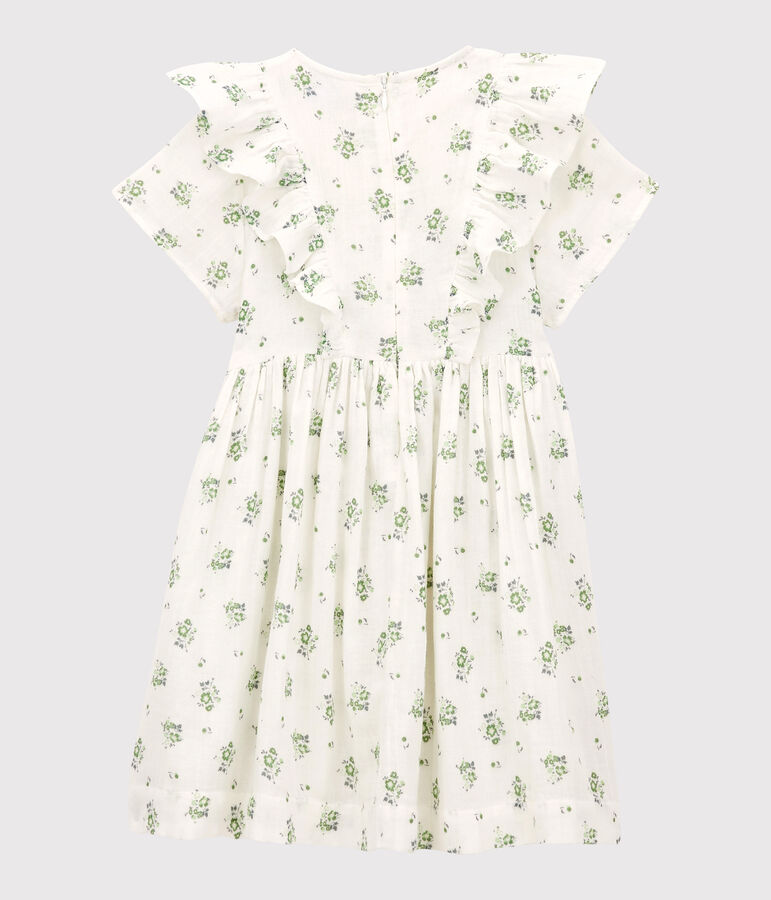 Vestido estampado de gasa de algod&oacute;n org&aacute;nico de ni&ntilde;a blanco/multicolor