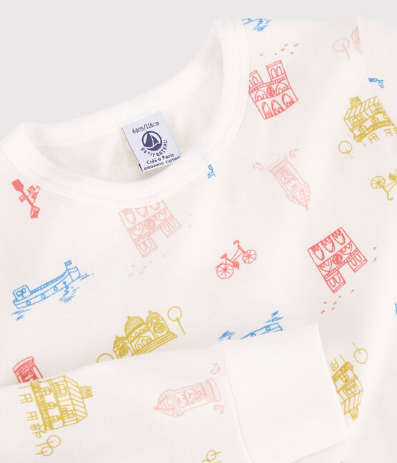 Pijama de París de algodón orgánico infantil unisex blanco MARSHMALLOW/blanco MULTICO