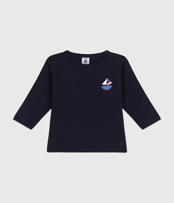 Camiseta de algodón de manga larga para bebé azul SMOKING