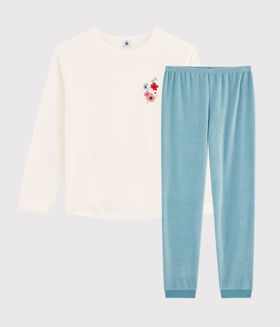 Pijama de chica - mujer de terciopelo blanco MARSHMALLOW/ BRUME