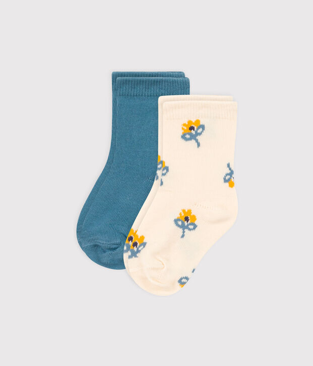 Juego de 2 pares de calcetines con flores de beb&eacute; multicolor