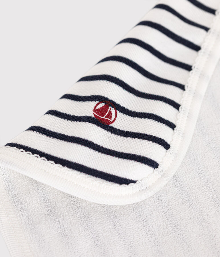 Toallita de algod&oacute;n y rizo a rayas para beb&eacute; blanco MARSHMALLOW/azul SMOKING