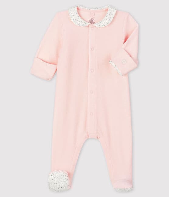 Pijama rosa de terciopelo con cuello para bebé niña rosa FLEUR