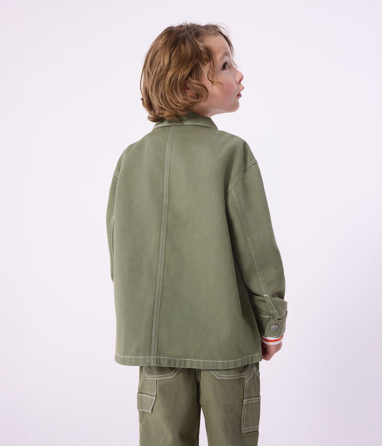Chaqueta infantil lisa de algod&oacute;n verde OLIVINE