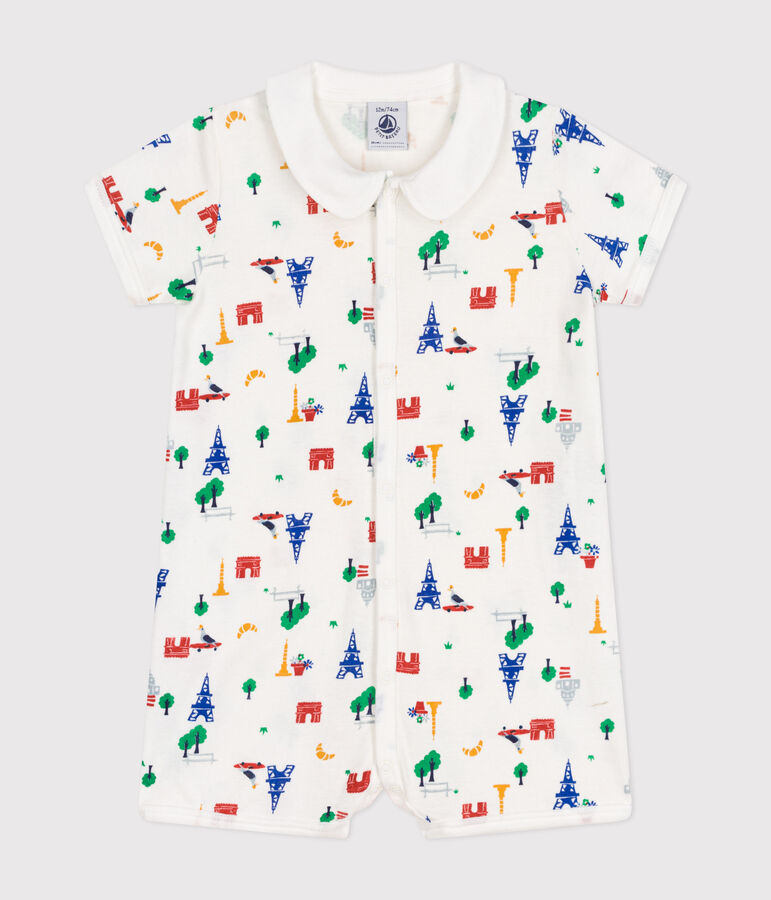 Mono corto de algod&oacute;n para beb&eacute; blanco MARSHMALLOW/blanco MULTICO