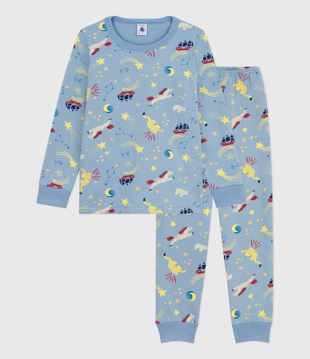 Pijama infantil de felpa con estampado azul/multicolor