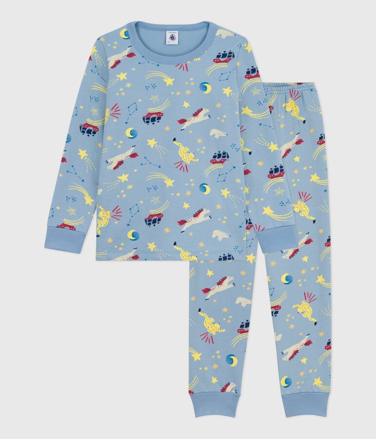 Pijama infantil de felpa con estampado azul/multicolor