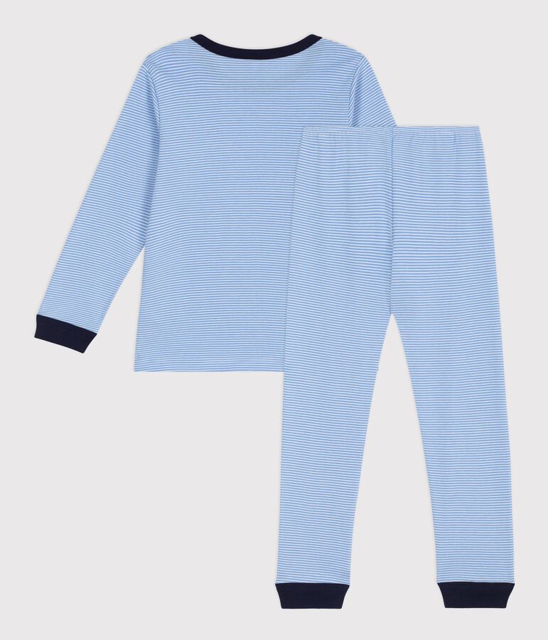 Pijama infantil de algod&oacute;n a rayas azul/blanco