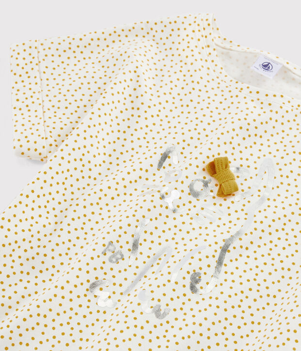 Camiseta estampada de ni&ntilde;a blanco/amarillo