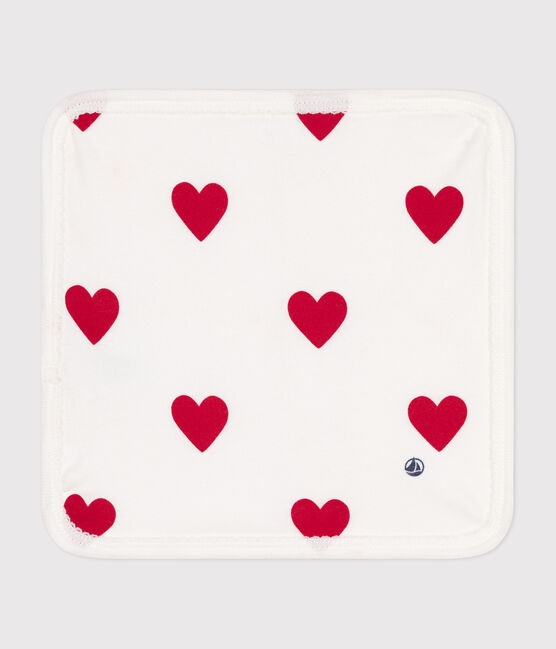 Toallita de algodón y rizo con corazones para bebé blanco MARSHMALLOW/rojo TERKUIT