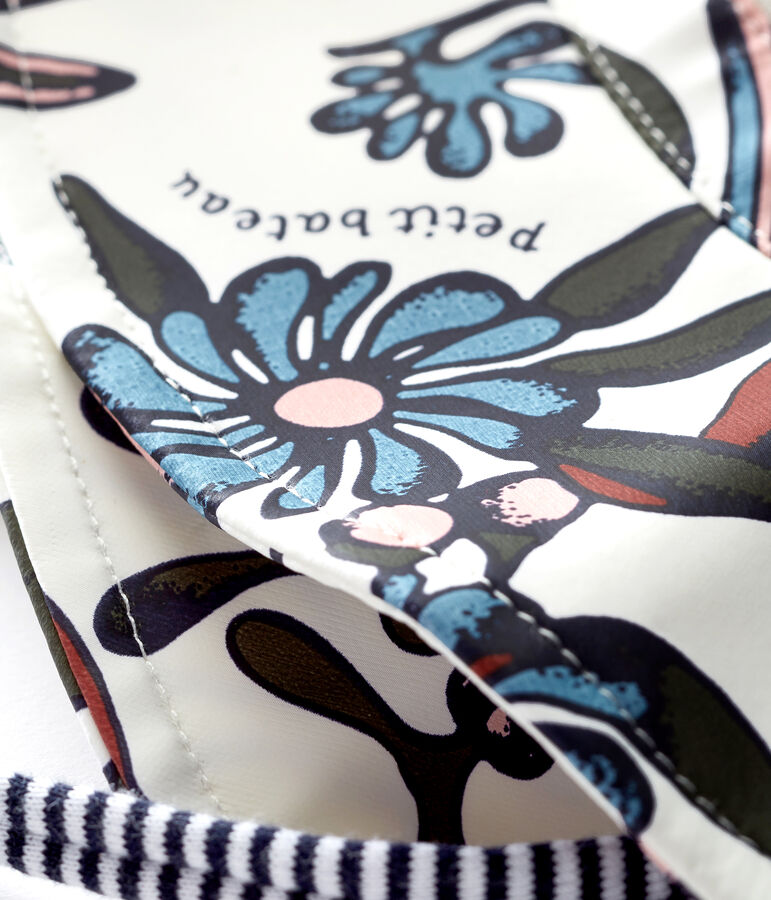 Capelina impermeable estampada para beb&eacute; ni&ntilde;a blanco MARSHMALLOW/blanco MULTICO