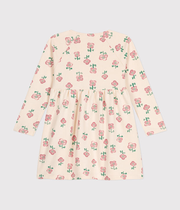 Vestido de manga larga de felpa para ni&ntilde;a crudo/multicolor