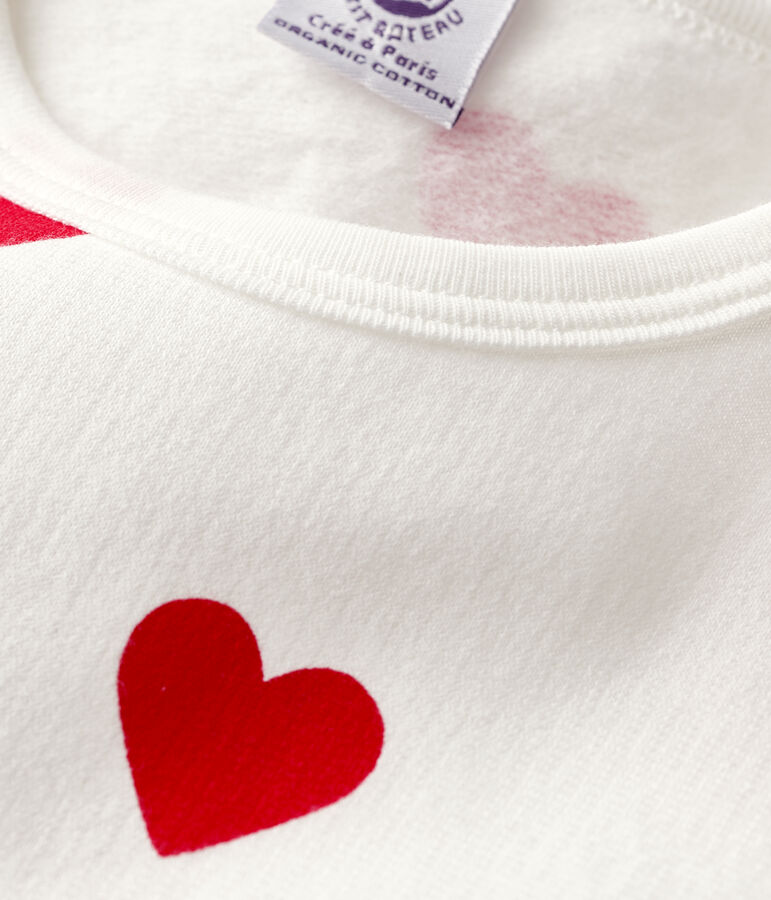 Pijama infantil con corazones de felpa blanco/rojo