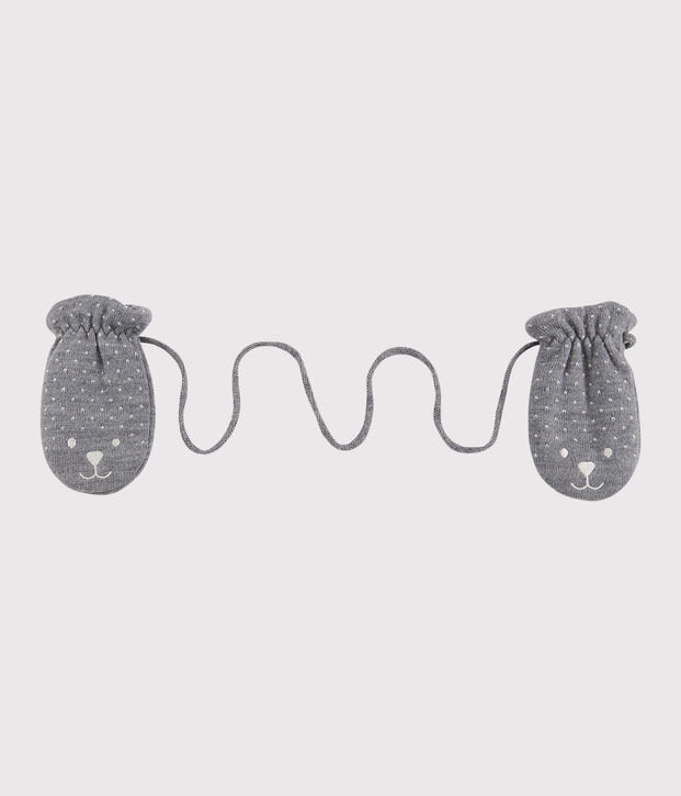 Manoplas para beb&eacute; con forro de microfibra polar gris
