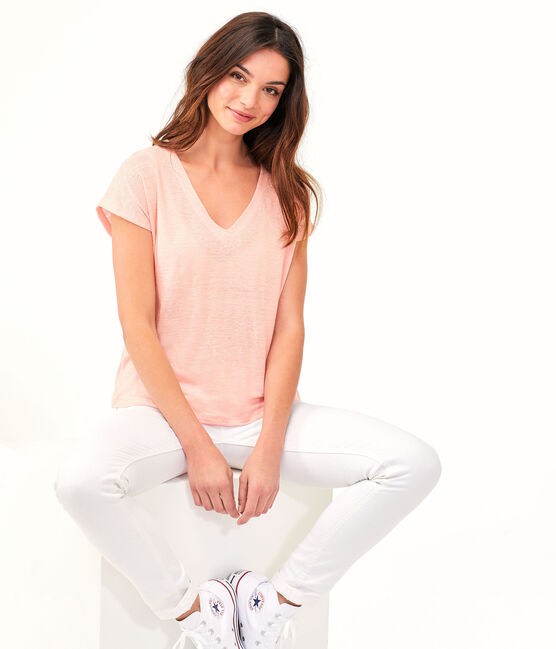 Camiseta de lino para mujer rosa PATIENCE