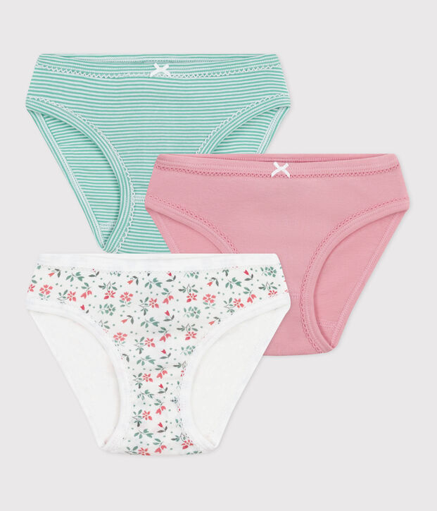 Juego de 3 braguitas infantiles de algod&oacute;n con flores multicolor