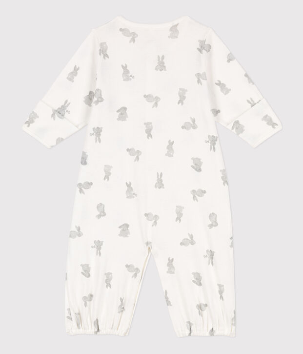 Mono saco de algod&oacute;n estampado blanco/gris