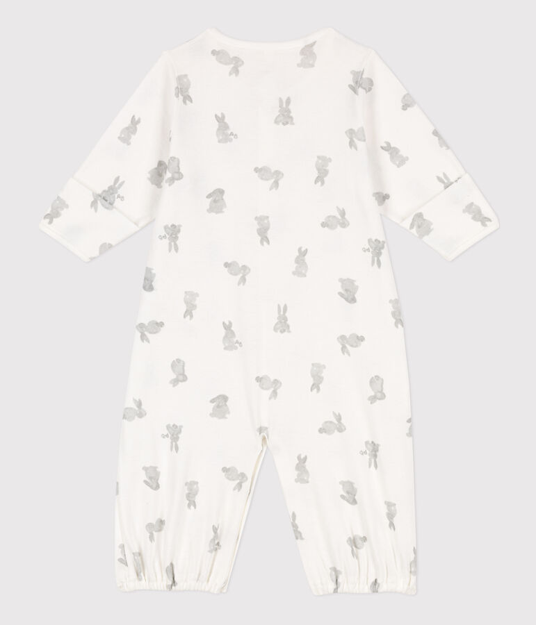 Mono saco de algod&oacute;n estampado blanco MARSHMALLOW/gris GRIS