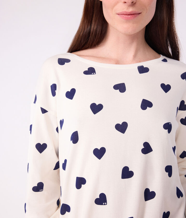 Camis&oacute;n de algod&oacute;n con estampado de coraz&oacute;n para mujer azul/azul