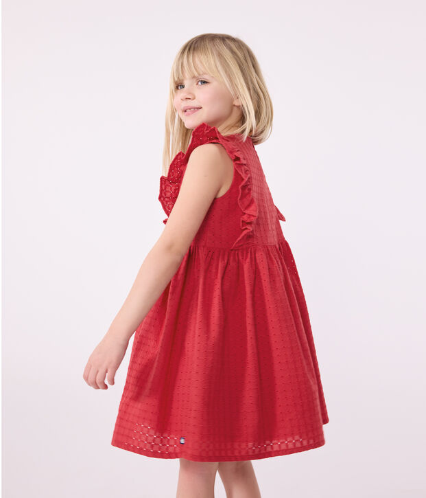 Vestido infantil de algod&oacute;n sin mangas rojo