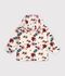 Chaqueta infantil de borreguito con flores y capucha crudo/multicolor
