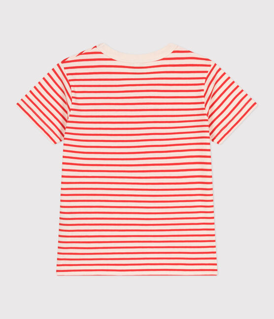 Camiseta infantil de manga corta de algodón con rayas rojo AVALANCHE/ SPICY