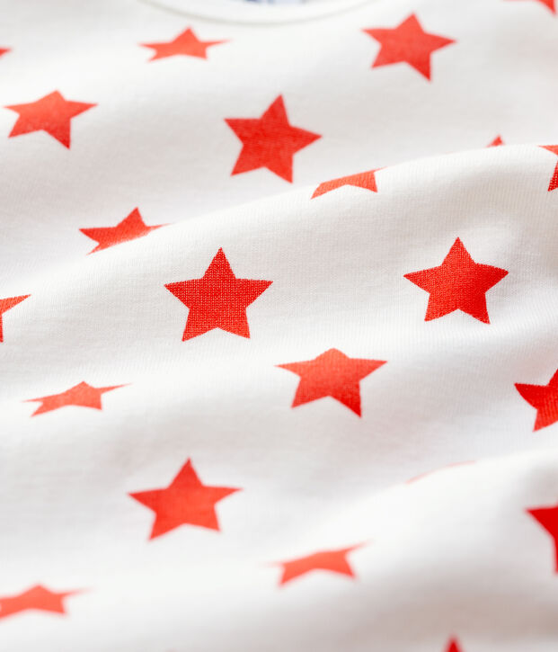 Pelele sin botones de presi&oacute;n de beb&eacute; con estrellas de algod&oacute;n org&aacute;nico azul/blanco