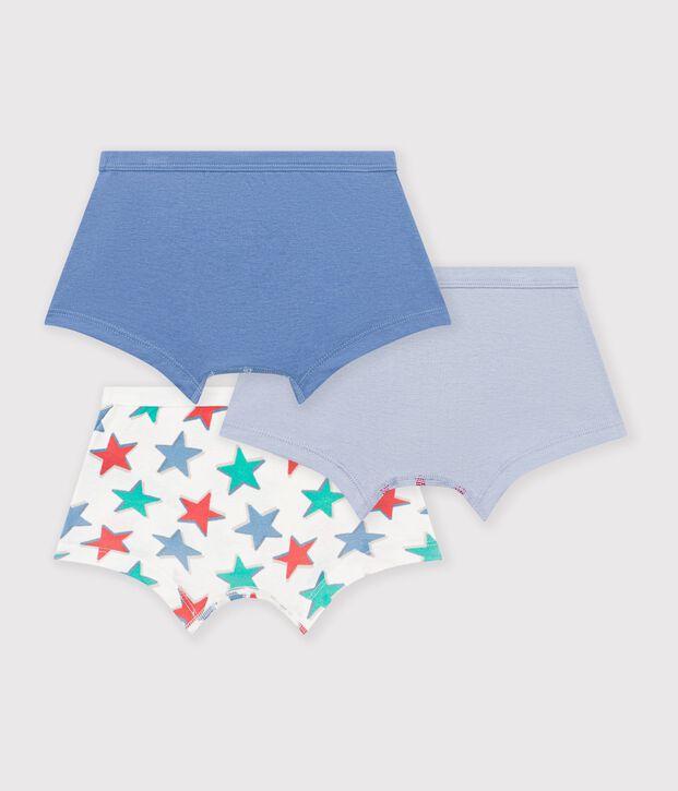 Juego de b&oacute;xeres infantiles de algod&oacute;n con ribete en la cintura y estampado de estrellas multicolor