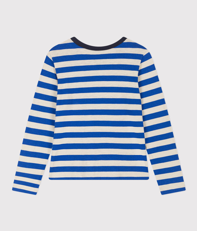 Camiseta LA RECTA de algod&oacute;n con cuello redondo para mujer azul/gris