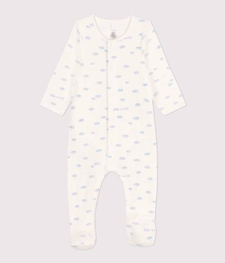 Bodyjama de t&uacute;bico con nubes blanco/multicolor