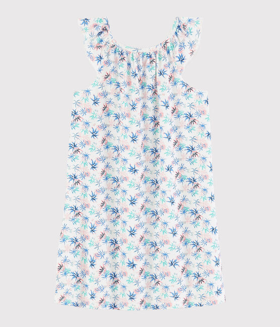 Camisón con estampado de anémonas de algodón de niña blanco MARSHMALLOW/blanco MULTICO