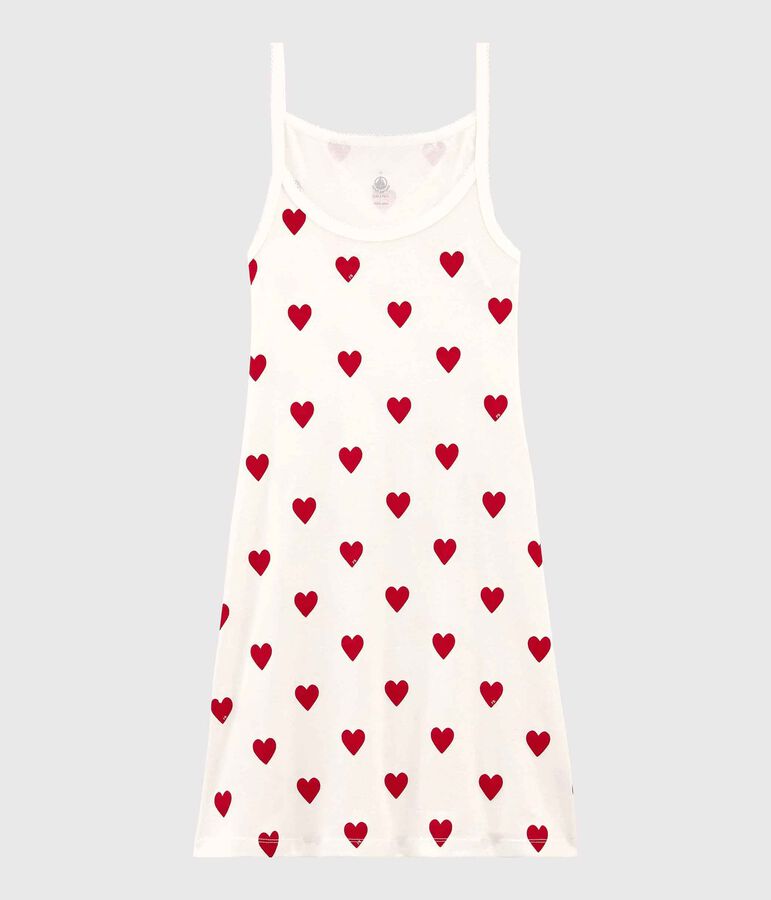 Vestido de tirantes de corazones de mujer blanco/rojo