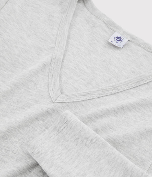 Camiseta de cuello de pico emblem&aacute;tica de algod&oacute;n de mujer BELUGA CHINE