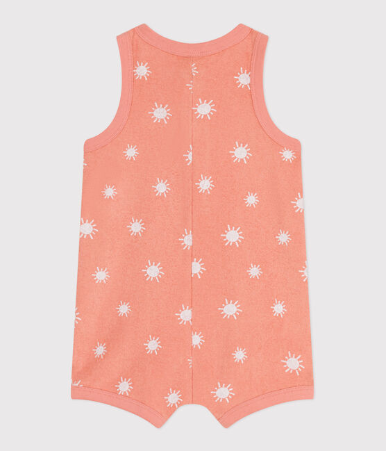 Pelele corto sin mangas de rizo de algodón con estampado de soles para bebé naranja ABRICOT/ MARSHMALLOW