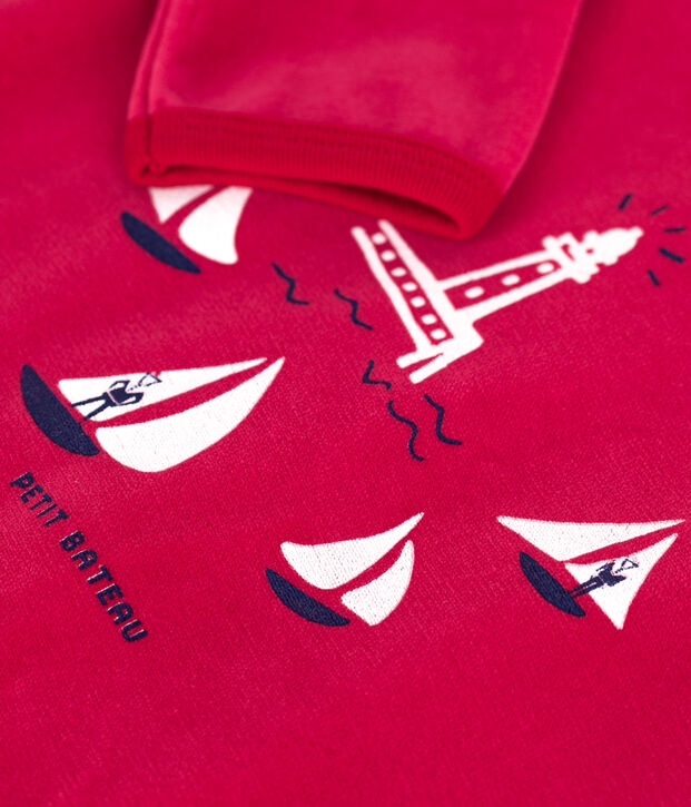 Pijama de terciopelo con abertura trasera para beb&eacute; rojo